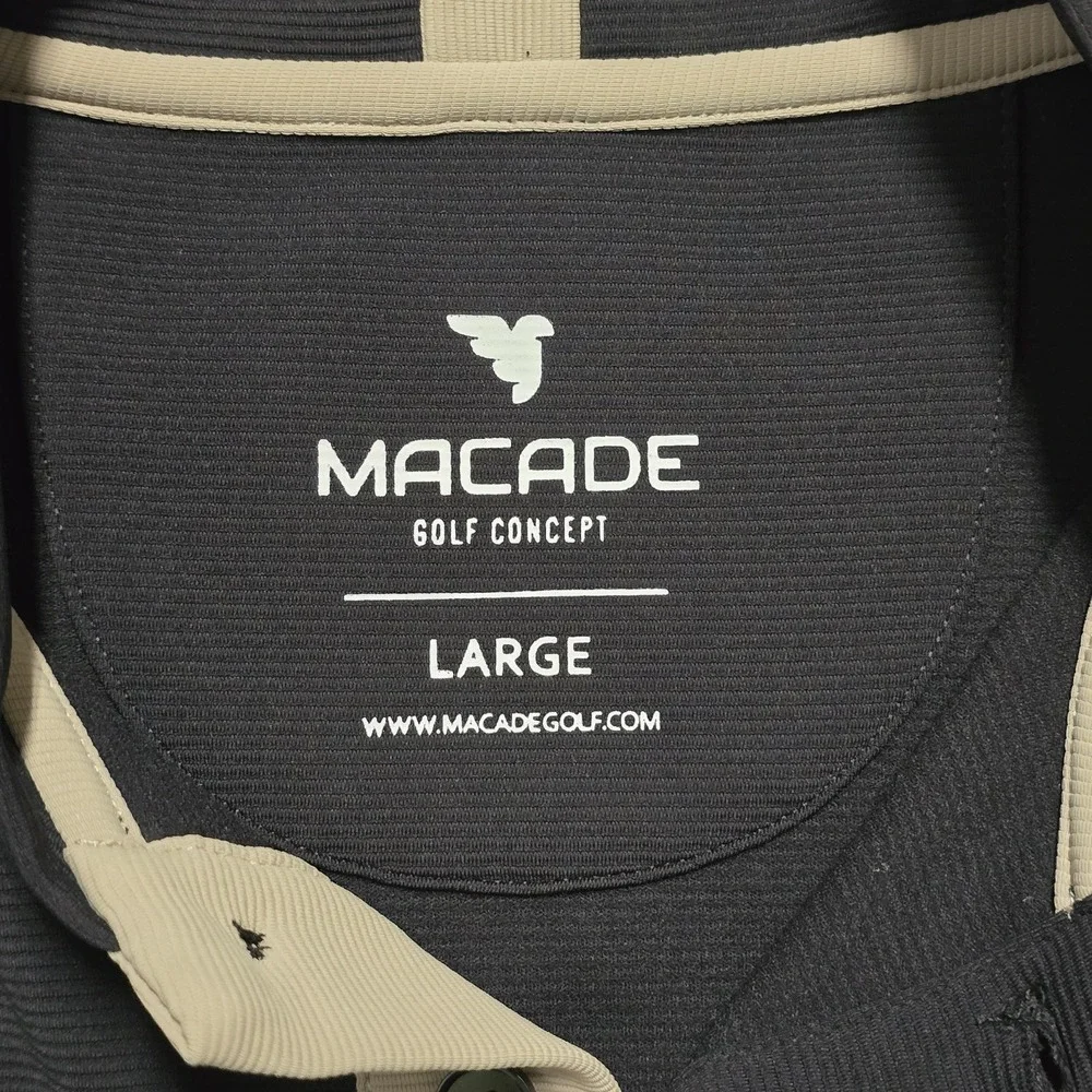 Macade Polo Mens L Black Golf Performance Blade Collar Polo Heath Bomber Shirt